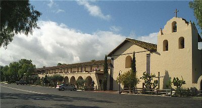 Front view of Mission Santa Ines 