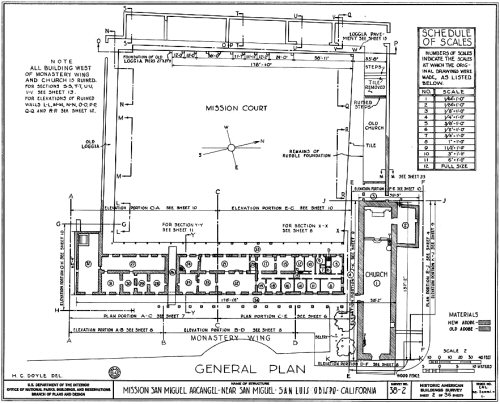 The general plan of the Mission San Miguel