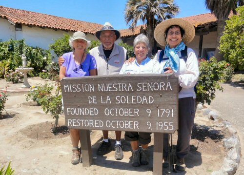 Walking the El Camino Real group at Mission Soledad