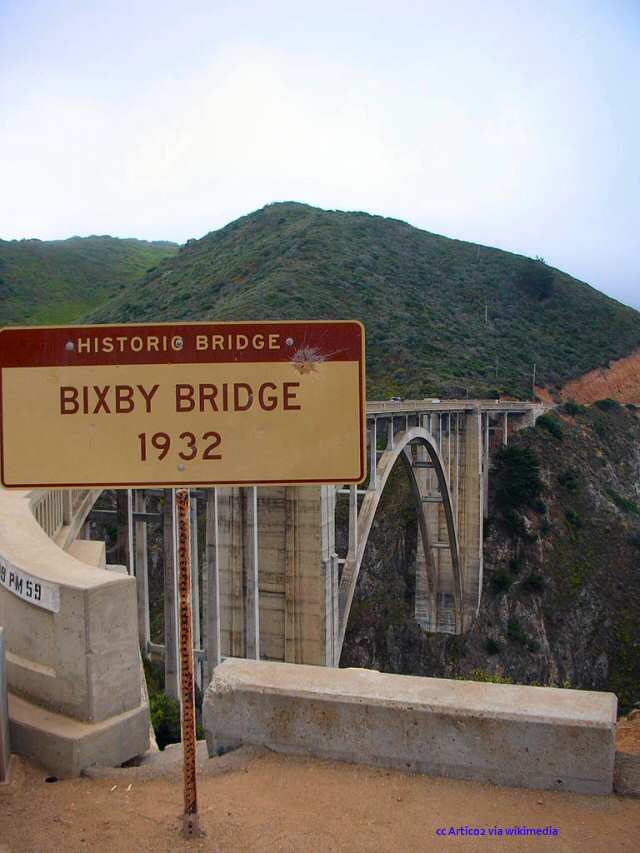 Sign denoting Bixby Bridge as Historic